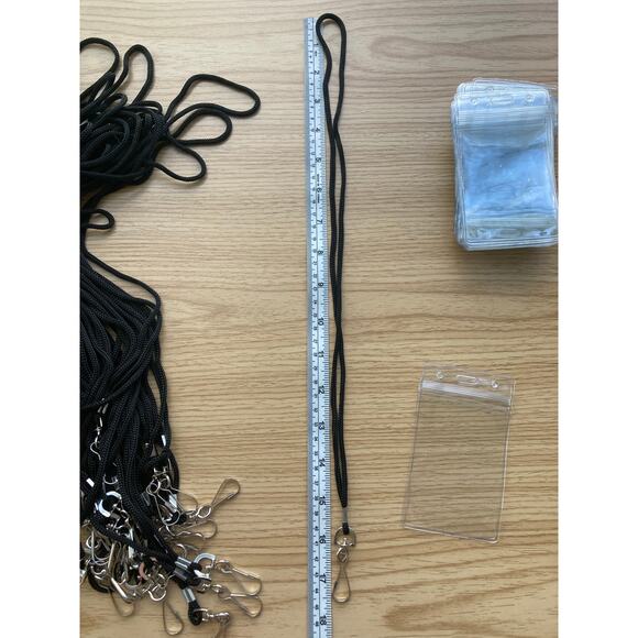 Set of 25 Clear Plastic ID Badge Holders and 25 Black Lanyards - Picture 5 of 6